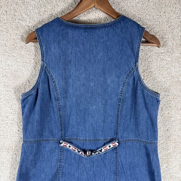 Walt Disney World Jean Jumper Dress Women's Large Blue Jean Mickey Mouse Snap Up - Picture 12 of 13